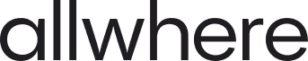 Allwhere logo with stylized text in black.