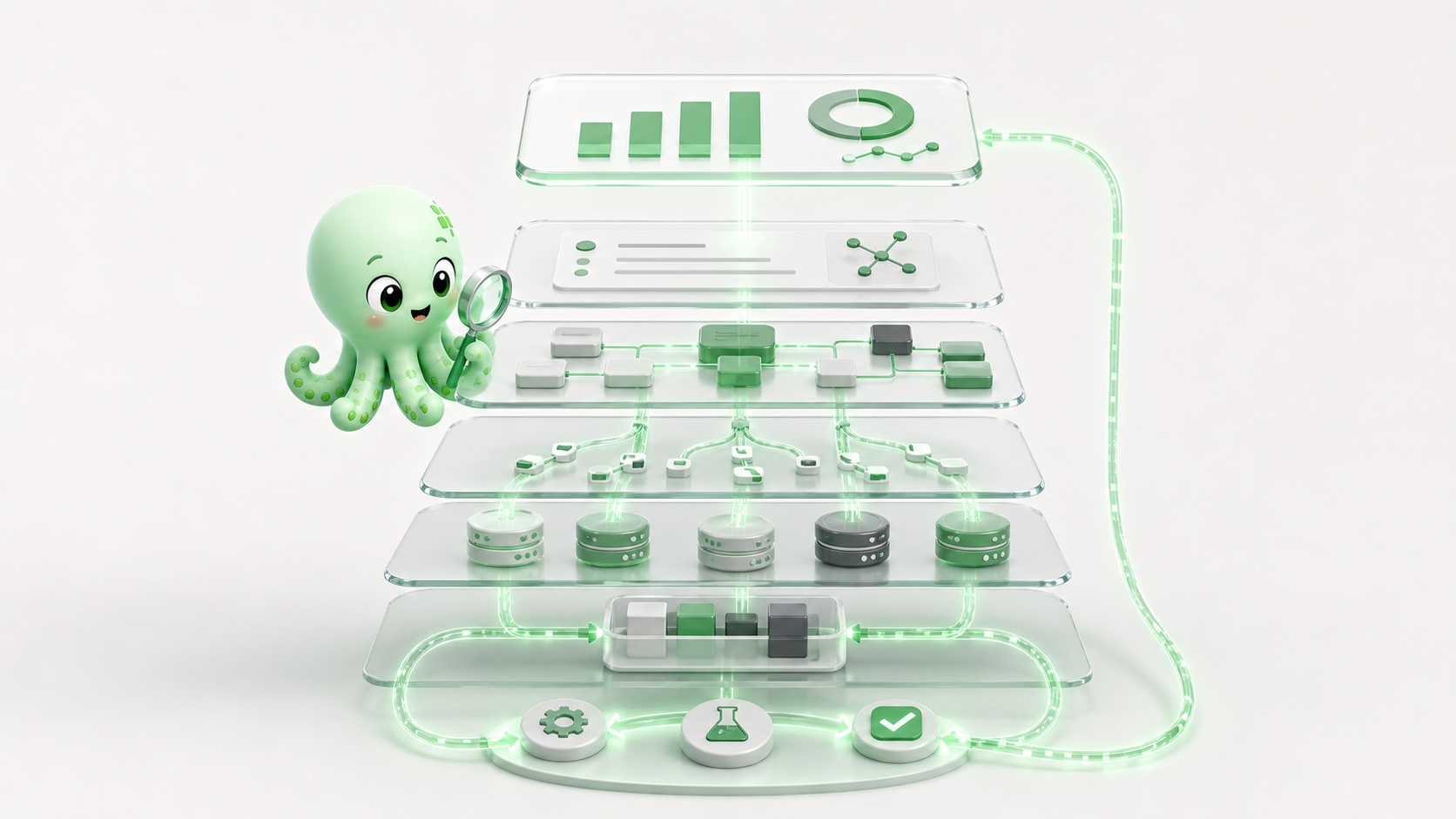 Poly inspects the layers beneath a dashboard metric: definition, data model, query lineage, source systems, ownership, testing, and validation.