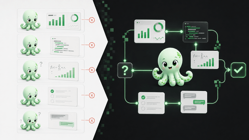 Isolated AI assistants work inside separate tools while Poly connects the full system to one verified outcome.