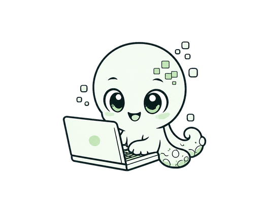 Poly works at a laptop to represent an AI coding agent continuing inside the remote development workspace after the user disconnects.